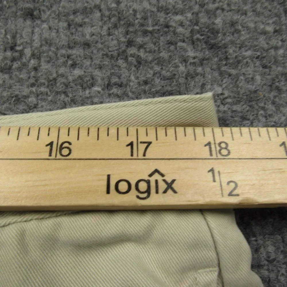 LL Bean Pants Men 36x27 Cream Beige Flannel Lined Pleated Natural‎ Fit Flawed